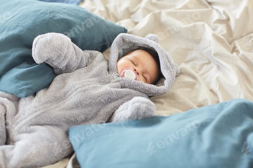 Preview: Cute Baby Sleeping on Big Comfortable Bed