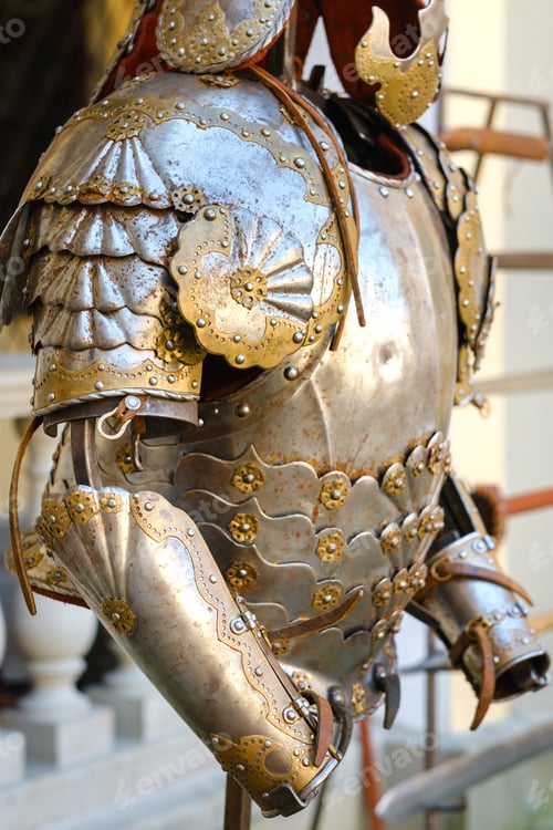 Preview: Parts of ancient knight's armor.A medieval concept.Metallic texture