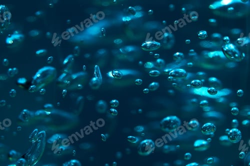 Preview: Futuristic looks background of the bubbles in blue light