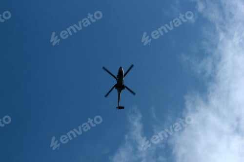 Preview: blue sky and military helicopter