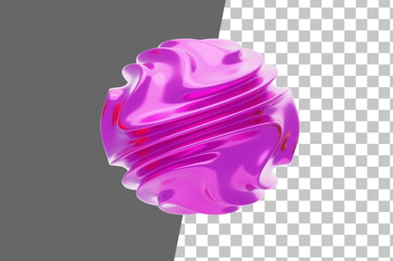 Preview: Pink Abstract Metalic Wavy Ball Shape 3D Icon