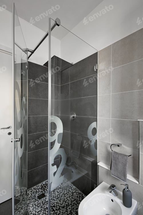 Preview: Modern Bathroom Interior With Shower Cabin