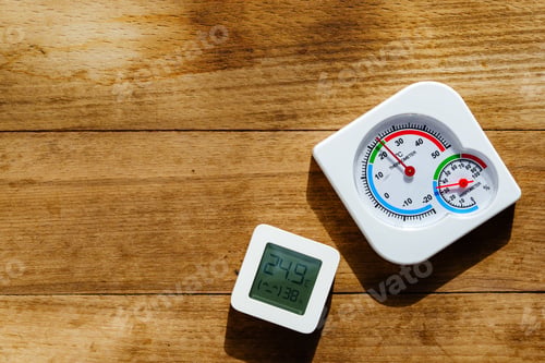 Preview: Two Thermometers Laying on Wooden Surface