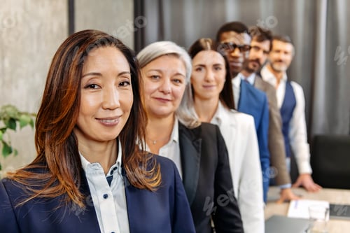 Preview: Multiracial businesspeople standing in row