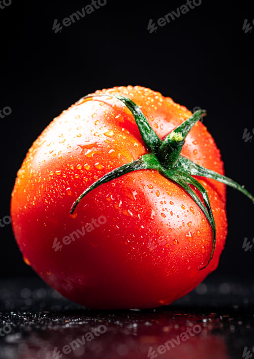 Preview: One ripe tomato on the table.