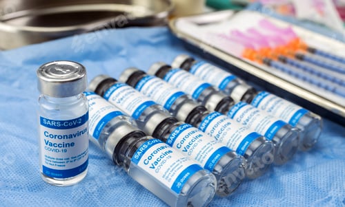 Preview: Coronavirus covid-19 experimental vaccine in a laboratory, conceptual image