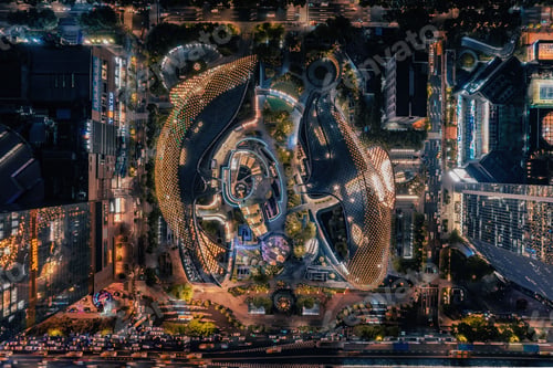 Preview: Aerial shot of Guangzhou cityscape at night. China.