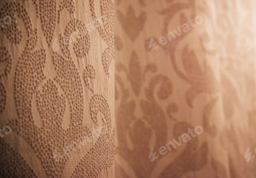 Preview: Curtain texture in earthen colours, close up