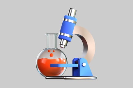 Aperçu: Microscope et dessin animé d'Erlenmeyer