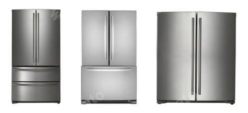 Preview: Three Modern Refrigerators on a White Background
