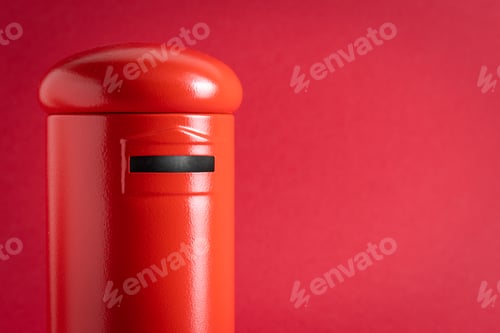 Preview: Closeup of a red mailbox on a red background for a valentine letters