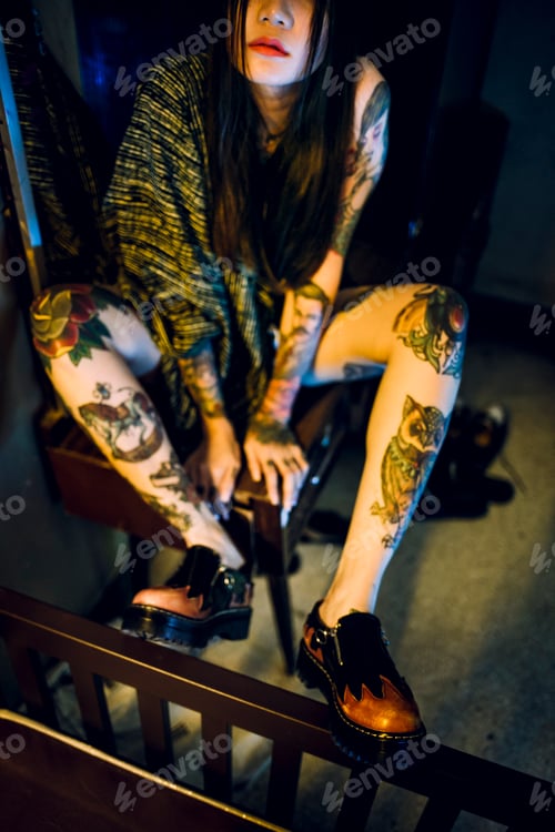 Preview: Tattoo Seductive Sexy Teen Girl Vogue Youth Concept