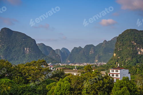 Preview: Green lush karst Yangshuo landscape in China