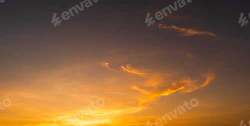 Preview: Sunset Sky, Evening sky clouds with Orange, Yellow sunlight in Golden Hour, Horizon Dusk sky