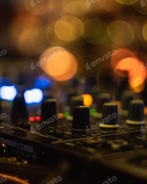Preview: Closeup shot of sound recording studio mixing desk