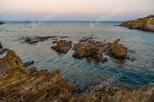 Preview: Sunset at Platja De S'arenella in Cadaques, a town on the Costa Brava of Catalonia