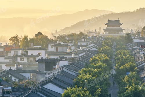 Preview: Golden sunrise over an ancient town