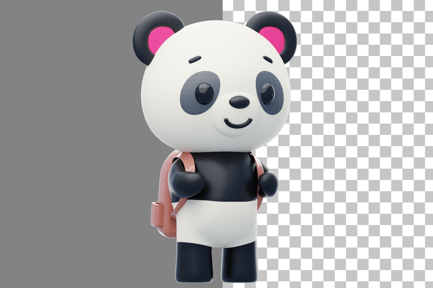 Preview: Panda Carrying a Backpack 3D Illustration