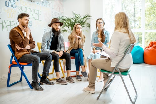 Preview: Group of people during the psychological therapy indoors