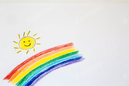 Preview: Colorful rainbow figure on the white background