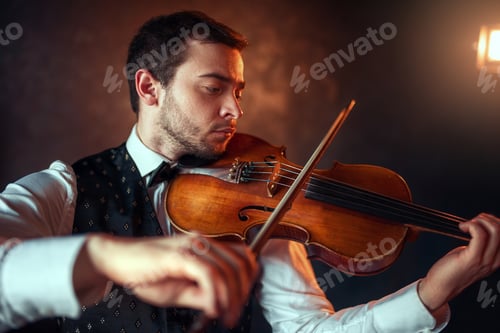 Preview: Male fiddler playing classical music on violin