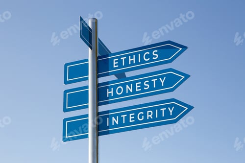 Preview: Ethics honesty and integrity words on signpost