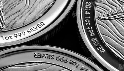 Preview: Grayscale closeup of silver coins