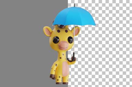 Preview: Giraffe with Umbrella 3D Illustration