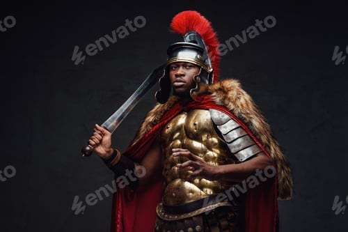 Preview: African roman soldier with fur and sword