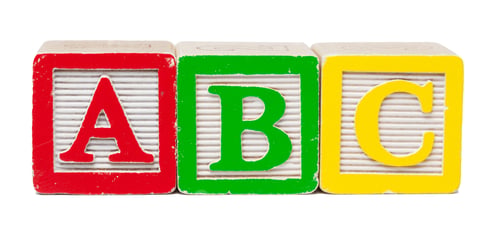 Preview: Wooden alphabet blocks isolated on white background