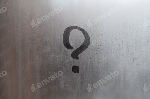Preview: The inscription on glass, question mark concept
