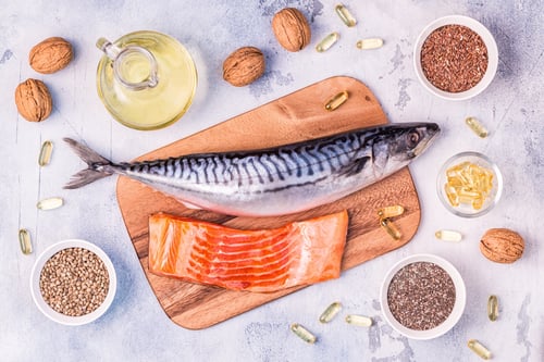 Preview: Healthy eating concept. Sources of omega 3.