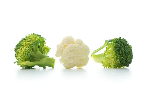 Preview: Broccoli and cauliflower isolated on white background