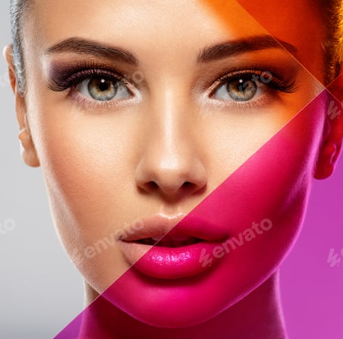 Preview: Beautiful white girl with bright eye-makeup.
