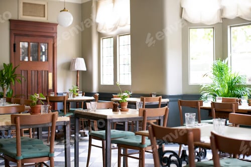 Preview: Tables Laid For Service In Empty Restaurant