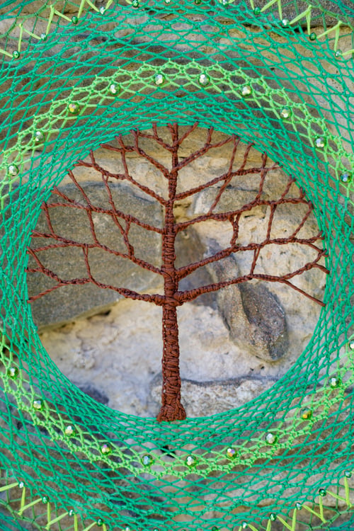 Preview: Handmade dream catcher with feathers threads and beads rope hanging
