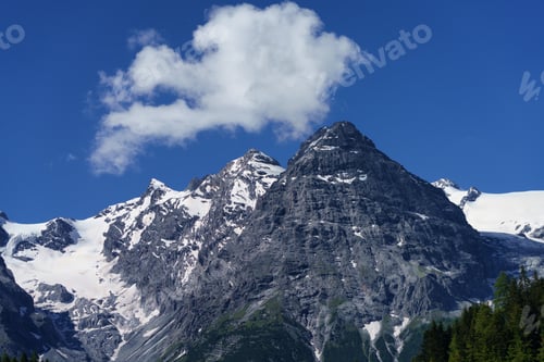 Preview: Mountain landscape along the road to Stelvio pass at summer