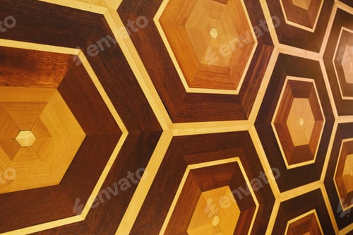 Preview: Honeycomb pattern of wooden wall, copy space