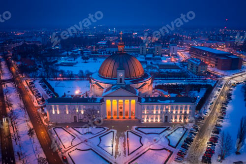 Preview: Catholic Basilica of st. Vincent de Paul, Bydgoszcz at night
