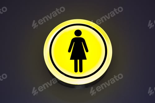 Preview: Toilet female signs on the abstract wall background. Copy space. Woman gender concept, feminism