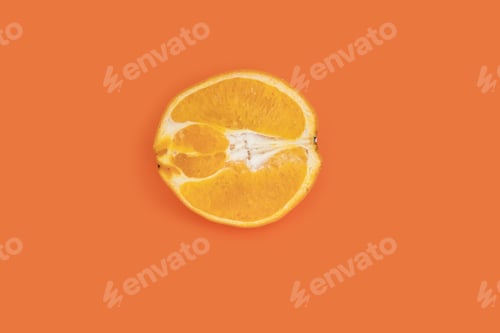 Preview: orange slice clipping path isolated on orange background full depth of field