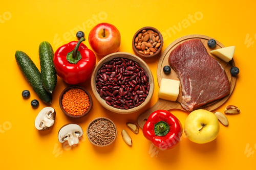 Preview: Different products, concept of grocery, ingredients for cooking