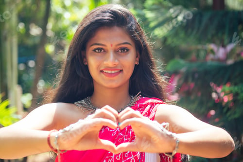 Preview: portrait of attractive indian female model in vacation on paradise tropical beach