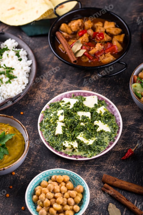 Preview: Assorted of traditional Indian food.