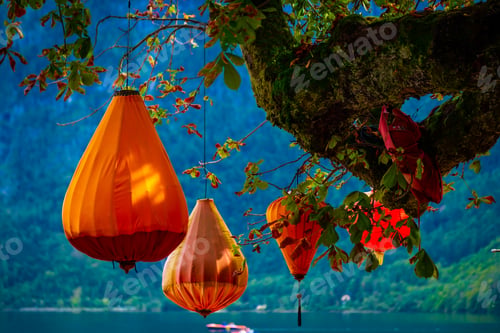 Preview: Orange lanterns hanging