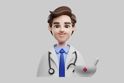 Preview: Cartoon doctor with mortar