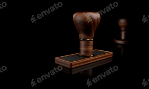 Preview: 3D render vintage stamp in generic briar wood reflected on mirror