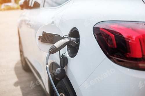 Preview: Electric car charging battery at EV charger station