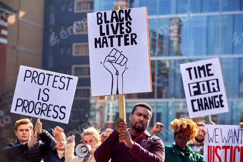 Preview: Protestors With Placards On Black Lives Matter Demonstration March Against Racism