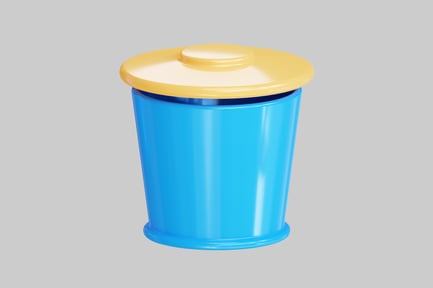 Preview: Blue and yellow trash can